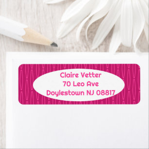 Deep Pink Geometric Repeat Return Address Label