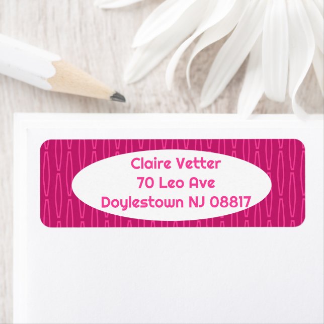 Deep Pink Geometric Repeat  Return Address Label (Insitu)