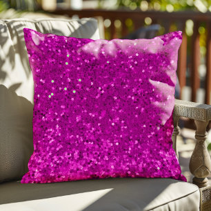 Deep Pink Glam Faux Glitter Pattern Cushion