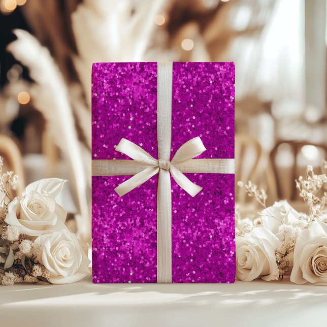 Deep Pink Glam Faux Glitter Pattern Wrapping Paper (Creator Uploaded)