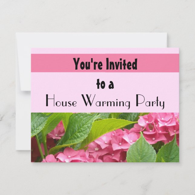 Deep Pink Hydrangea House Warming Party Invitation (Front)