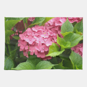 Deep Pink Hydrangeas Tea Towel