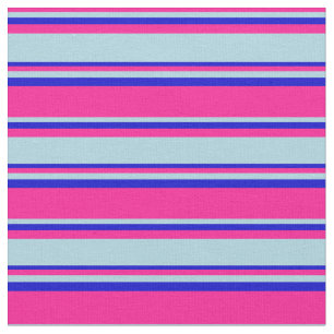 Deep Pink, Light Blue, and Blue Lined Pattern Fabric