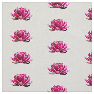 Deep Pink Lotus Flowers Fabric