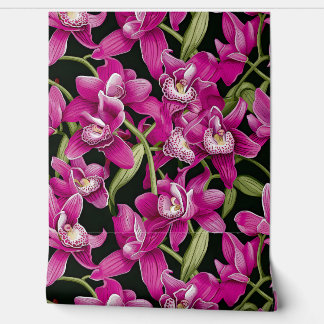 Deep Pink Orchids :Franz Bauer Style Wallpaper