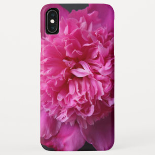 Deep pink peony on black iPhone / iPad case