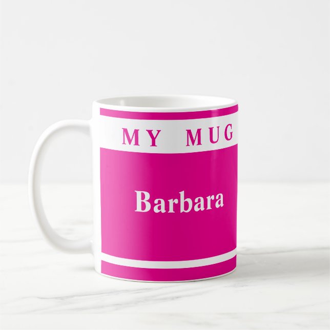 Deep Pink Personalised Mug (Left)