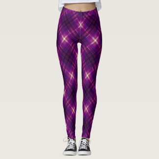 Deep Pink Purple Modern Tartan Leggings