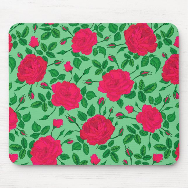 deep pink rose bushes mouse pad (Front)