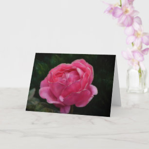 Deep Pink Rose Flower Art Note Card