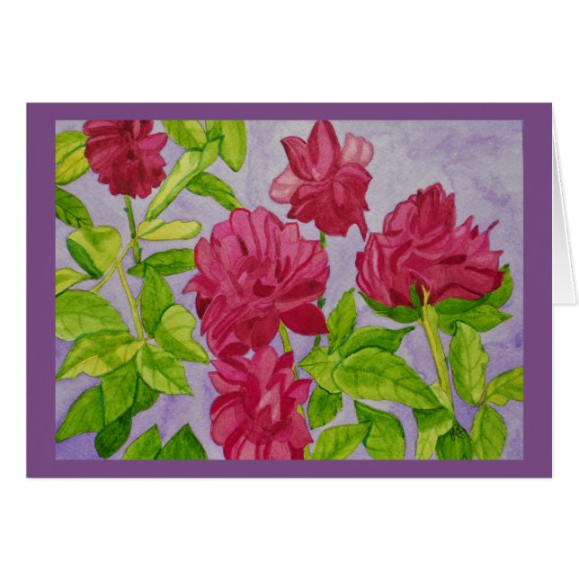 Deep Pink Roses Watercolor (Front Horizontal)