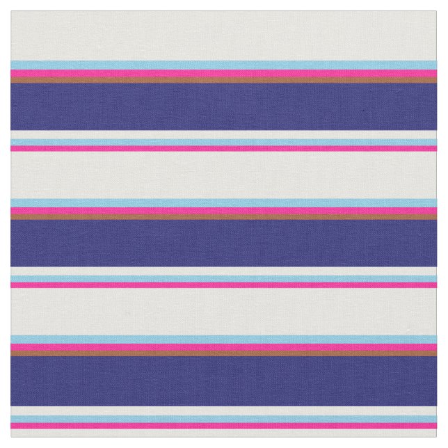Deep Pink, Sky Blue, White, Midnight Blue & Sienna Fabric (Close Up)