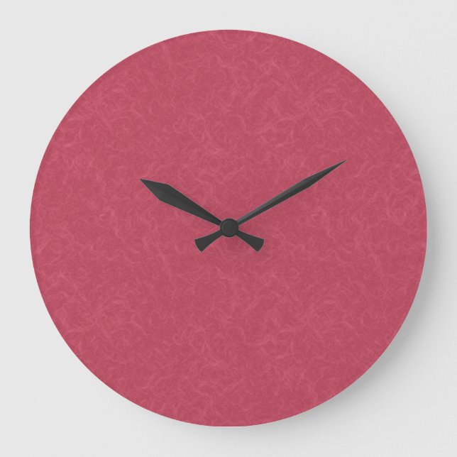 Deep pink  textured swirling  pattern large clock (Front)