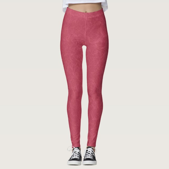 Deep pink  textured swirling  pattern leggings (Front)