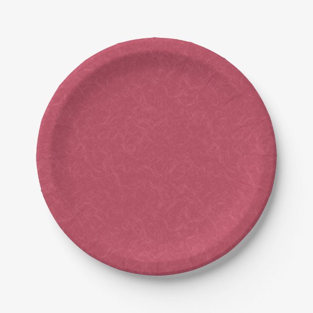 Deep pink  textured swirling  pattern paper plate (Front)