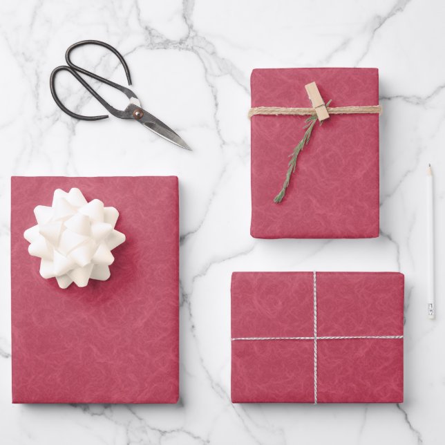 Deep pink  textured swirling  pattern wrapping paper sheet (Front)