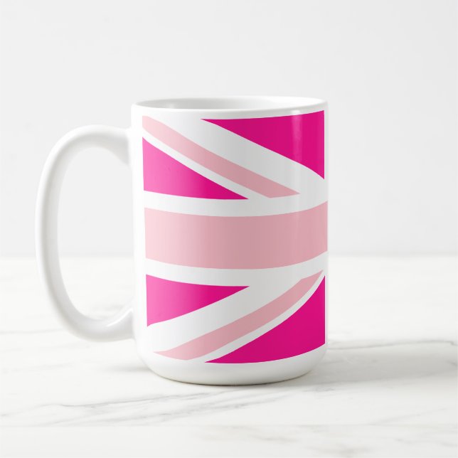 Deep Pink Union Jack Coffee Mug (Left)