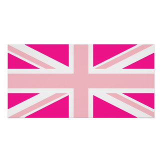 Deep Pink Union Jack Poster