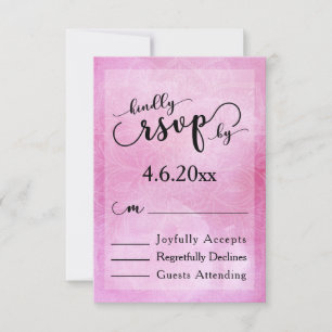 Deep Pink Watercolor Mandala Modern Wedding RSVP 2 Card