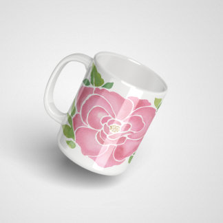 Deep Pink Watercolor Roses Coffee Mug