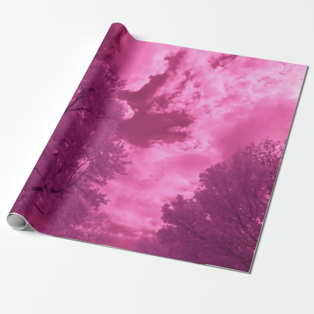 Deep Pinkish Hues Infrared Cloud Wrapping Paper (Unrolled)