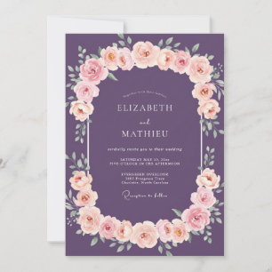 Deep Plum Floral Arch Flourish Wedding Invitation