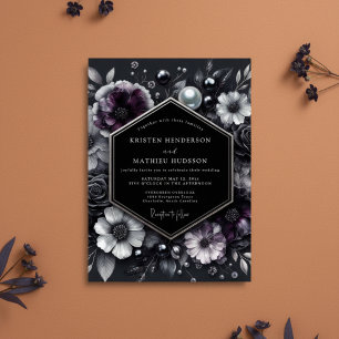 Deep Plum Floral Bloom Wedding Invitation