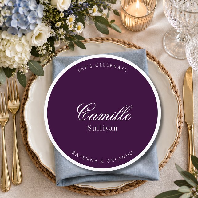 Deep Plum Formal Round Wedding Guest Place Program (Creator Uploaded)