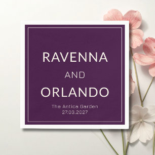 Deep Plum Ivory Old Money Timeless Elegant Wedding Napkin