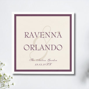 Deep Plum Ivory Old Money Timeless Wedding Napkin