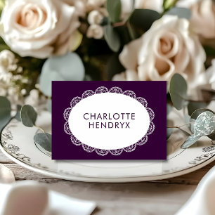 Deep Plum Lace Old Money Rustic Wedding Place Card