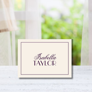 Deep Plum Old Money Formal Wedding Place Card