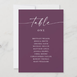 Deep Plum Script Wedding Table Seating Chart Invitation