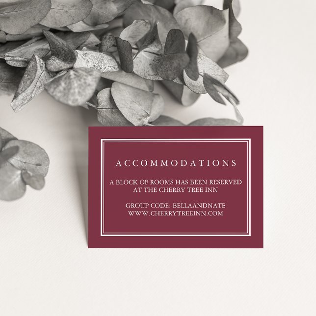 Deep Plum Wedding Hotel Accommodation Cards (Creator Uploaded)