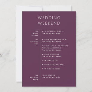 Deep Plum Wedding Weekend Schedule + Welcome Invitation