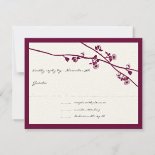 Deep Plum Wildflower Branch Wedding RSVP Card