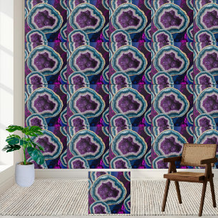 Deep Purple Amethyst Geode Tile Pattern