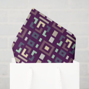 Deep Purple and Muted Earthy Abstract Geometri Tissue Paper