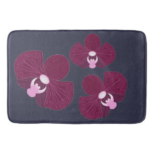 Deep Purple and Pink Abstract Orchids Bath Mat
