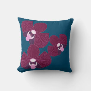 Deep Purple and Pink Abstract Orchids Custom Cushion
