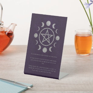 Deep Purple and Silver Pentacle Funeral Pedestal Sign