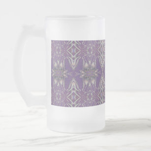 Deep Purple Art Nouveau Deco Kaleidoscopic Fractal Frosted Glass Beer Mug