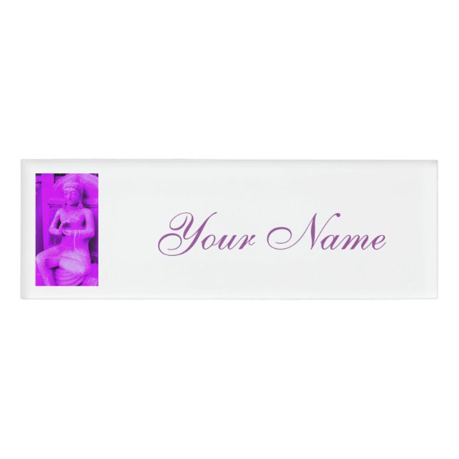 deep purple aura buddha name tag (Front)