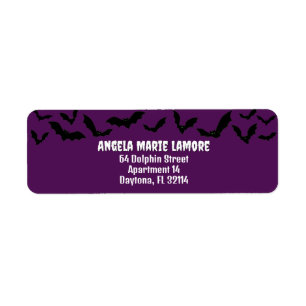 Deep Purple Bat Halloween themed Spooky Return Address Label