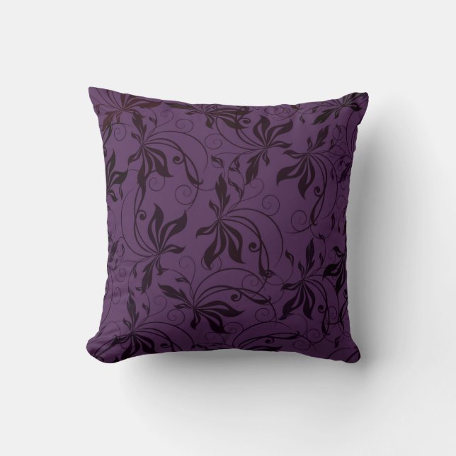 Deep Purple Black Swirl Cushion (Front)