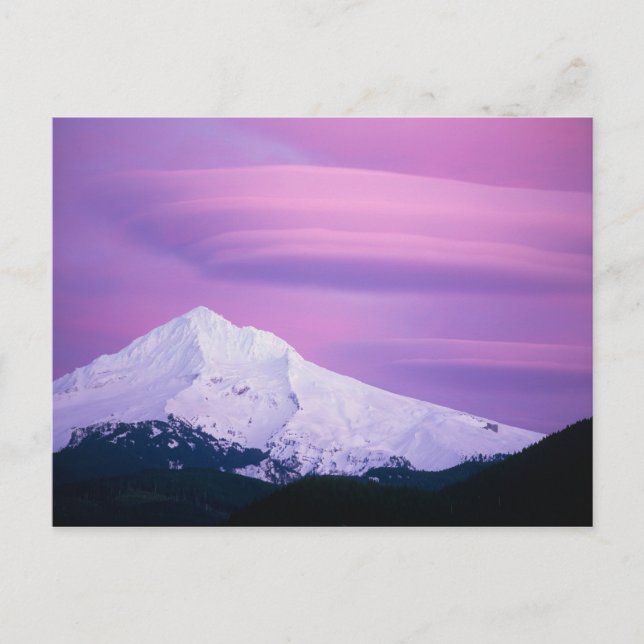 Deep purple clouds surround Mount Hood, in Postcard (Front)