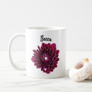 Deep Purple Dahlia Flower Personalised Mug