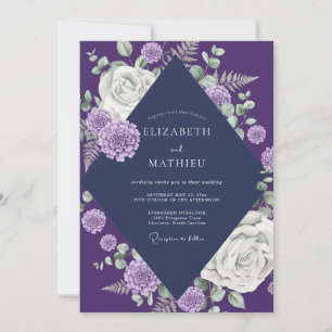 Deep Purple Dahlia Wedding Invitation