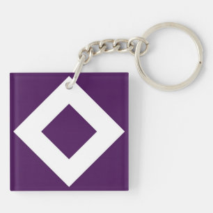 Deep Purple Diamond, Bold White Border Key Ring