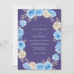 Deep Purple Floral Romance Wedding Invitation